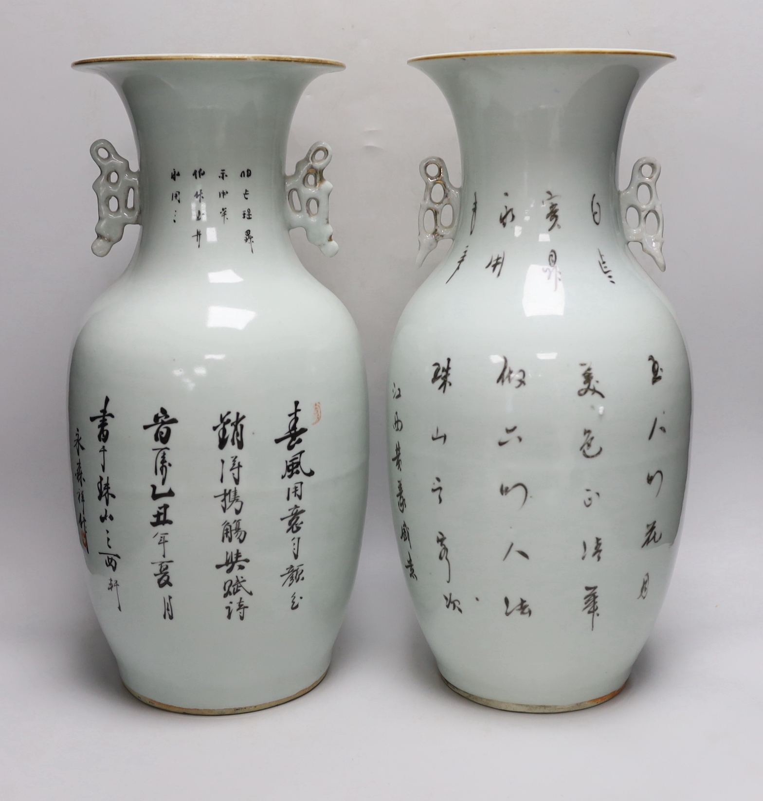 Two Chinese enamelled porcelain vases, Republic period, 43cm